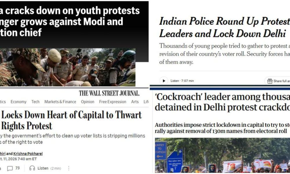 Global Media Spotlight on Protests Against CEC Gyanesh Kumar Amidst Heavy Security in Delhi